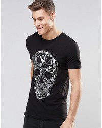 Asos Brand Muscle T Shirt With Geometric Skull Print