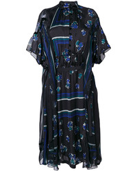 Sacai Geometric And Floral Print Sheer Dress