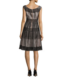 Kate Spade New York Sleeveless Pleated Geometric Tile Dress Black