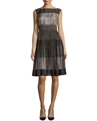 Kate Spade New York Sleeveless Pleated Geometric Tile Dress Black