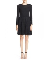 M Missoni Long Sleeve Geo Knit Fit And Flare Dress
