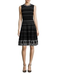 Kate Spade New York Sleeveless Textured Fit And Flare Dress Blackcream