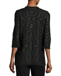 Ming Wang Shimmery Geometric Print Jacket Black