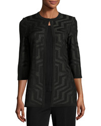 Ming Wang Shimmery Geometric Print Jacket Black