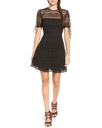Black Geometric Lace Fit and Flare Dress