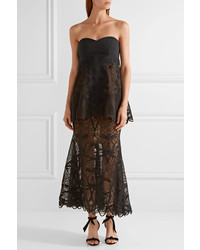 JONATHAN SIMKHAI Tiered Lace Midi Dress Black