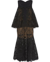 JONATHAN SIMKHAI Tiered Lace Midi Dress Black