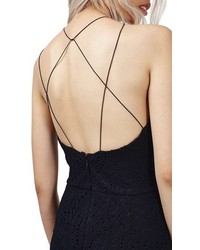 Topshop Triangle Neck Geo Lace Midi Dress