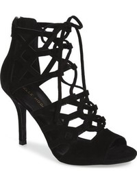Black Geometric Lace Sandals