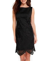 Black Geometric Lace Sheath Dress