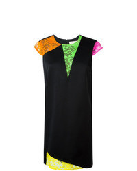 Black Geometric Lace Shift Dress