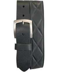 Black Geometric Leather Belt