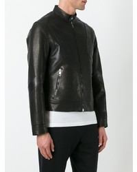 Neil Barrett Geometric Panelled Leather Jacket Black