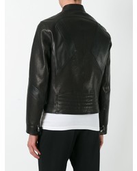 Neil Barrett Geometric Panelled Leather Jacket Black