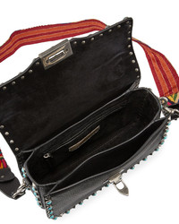 Valentino Garavani Rockstud Rolling Shoulder Bag With Woven Strap