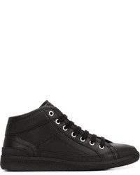 Black Geometric Leather High Top Sneakers