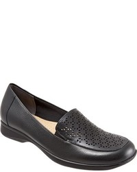 Black Geometric Leather Loafers