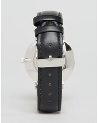 Reclaimed Vintage Geometric Leather Watch In Black