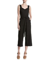 7 For All Mankind Culotte Sleeveless Belted Linen Playsuit
