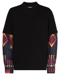 Black Geometric Long Sleeve T-Shirt