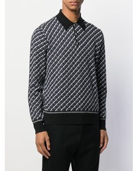 Prada Long Sleeve Intarsia Polo Shirt