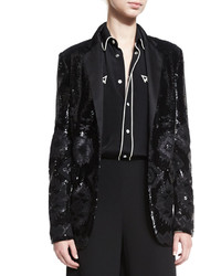 Ralph Lauren Collection Tess Geometric Beaded Tuxedo Jacket Black