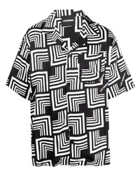 Les Hommes Geometric Pattern Logo Print Shirt