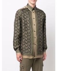 Versace Geometric Print Silk Shirt