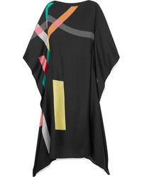 Black Geometric Silk Maxi Dress