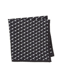 Black Geometric Silk Pocket Square