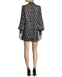 Marc Jacobs Geometric Floral Silk Jacquard Shift Dress