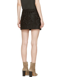 Isabel Marant Black Embroidered Georgette Andy Skirt