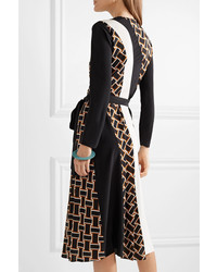 Diane von Furstenberg Maureen Printed Silk Jersey And Silk De Chine Wrap Dress