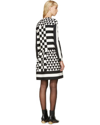 Valentino Black And White Geometric Patterned Dress