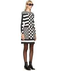 Valentino Black And White Geometric Patterned Dress