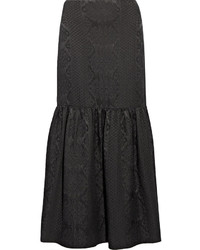 Black Geometric Wool Maxi Skirt