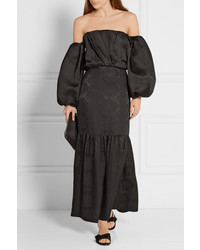 The Row Rinnah Wool Blend Cloqu Maxi Skirt Black