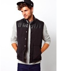 Asos Quilted Gilet With Faux Leather Yoke