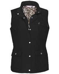 Black Leopard Print Smock Waist Vest Plus