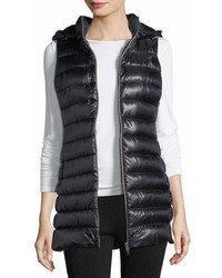 Herno Long Zip Front Quilted Puffer Vest W Removable Hood