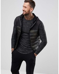 Siksilk Puffer Vest In Black With Camo Panel