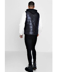 Boohoo Quilted Gilet With Jersey Hood