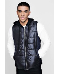 Boohoo Quilted Gilet With Jersey Hood