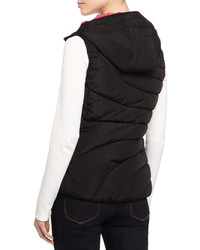 Andrew Marc Quilted Puffer Vest Wcontrast Lining Blackfuchsia