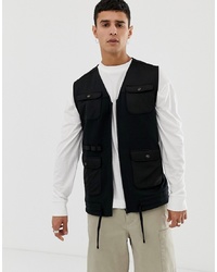 ASOS DESIGN Sleeveless Utility Jacket With Pockets In Black