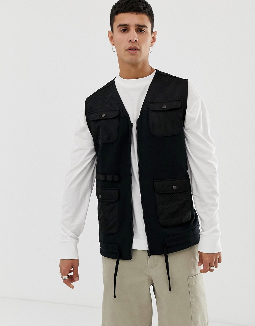 ASOS DESIGN Sleeveless Utility Jacket With Pockets In Black, $33 | Asos ...