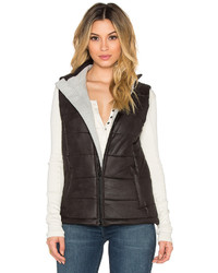 Monrow Soft Leather Puffer Vest