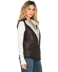 Monrow Soft Leather Puffer Vest