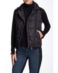 Tractr Jeans Faux Leather Trim Puffer Vest