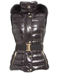 Burberry Willowbank Hooded Down Vest With Genuine Fox Fur Trim
